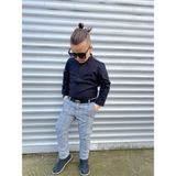 Burçak Butik Erkek Çocuk Uzun Kol Siyah Gömlek / Ekose Pantolon / Kemer 3'lü Takım - 9 - 10 Yaş - Siyah - Gri