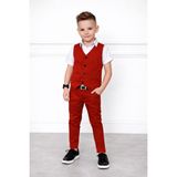 Burçak Butik Gabardin Yelek / Gömlek / Gabardin Pantolon / Kemer 4 Parça Takım - Erkek Çocuk Bayramlık - 4 - 5 Yaş - Kiremit - Bordo