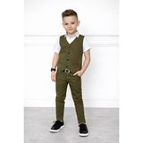 Burçak Butik Gabardin Yelek / Gömlek / Gabardin Pantolon / Kemer 4 Parça Takım - Erkek Çocuk Bayramlık - 4 - 5 Yaş - Yeşil