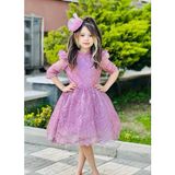 Burçak Butik Gelinlik Dantel Kol Göğüs Ve Etek / Abiye Elbise ( Toka Hediye - Bir Beden Büyük Tercih Edilebilir ) - 9 - 10 Yaş - Lila