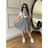 Burçak Butik Gömlek-Elbise-Toka-Broş Takım - 4 - 5 Yaş - Siyah - Beyaz