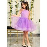 Burçak Butik Tek Kol Lila Renk Şık Abiye Elbise - 3 - 4 Yaş