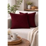 Burçin Bordo Kırlent Kılıfı Ikili Set Dekoratif Modern Koltuk Kırlenti 45X45 / 50X50 / 40X40 - 40 x 40 cm