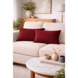 BURCIN HOME 30x50 Bordo Kırlent Kılıfı İkili Set Modern Soft Dekoratif Dikdörtgen Koltuk & Yatak Kırlenti