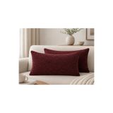 BURCIN HOME 30x50 Bordo Kırlent Kılıfı İkili Set Premium Dokulu Modern Dekoratif Dikdörtgen Koltuk & Yatak Kırlenti