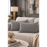 BURCIN HOME 30x50 Gri Kırlent Kılıfı İkili Set Modern Soft Dekoratif Dikdörtgen Koltuk & Yatak Kırlenti