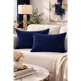 BURCIN HOME 30x50 Lacivert Kırlent Kılıfı İkili Set Modern Soft Dekoratif Dikdörtgen Koltuk & Yatak Kırlenti