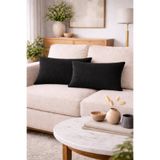 BURCIN HOME 30x50 Siyah Kırlent Kılıfı İkili Set Modern Soft Dekoratif Dikdörtgen Koltuk & Yatak Kırlenti