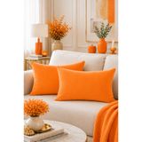 BURCIN HOME 30x50 Turuncu Kırlent Kılıfı İkili Set Modern Soft Dekoratif Dikdörtgen Koltuk & Yatak Kırlenti
