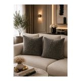 BURCIN HOME Antrasit Kırlent Kılıfı İkili Set Dekoratif Premium Dokulu Modern Koltuk Kırlenti 45x45 / 50x50 / 40x40