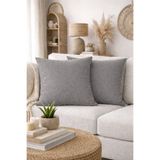 BURCIN HOME Gri Kırlent Kılıfı 40x40 cm İkili Set Dekoratif Yastık Kılıfı Modern Koltuk Kırlenti