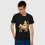 Burçlar Desenli Baskılı Unisex Bay-Bayan Tişörtleri - Siyah - XL