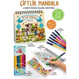 Burcom Çiftlik Mandala - 6 Renk Keçeli Kalem ve 75 Adet Çıkartma Hediyeli 3+ - 1 Adet