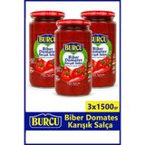 Burcu Biber Domates Karışık Salça 1500 gr (28 Brix) x 3 Adet - 1,5 kg
