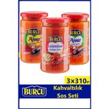 Burcu Kahvaltılık Sos Seti 310 gr x 3 Adet (Ajvar Acı, Ajvar Tatlı, Lutenitsa Balkan Sosu)