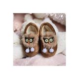 Burcumay Çocuk Hayvan Figürlü Kahverengi Erkek Kız Unisex Panduf Kışlık Yumuşak Peluş Ev Ayakkabısı