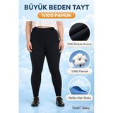 Burcumay Kadın Siyah Pamuklu Fitilli Büyük Beden Tayt
