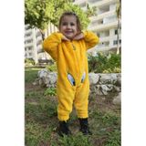 Burcumay Kız Erkek Unisex Kışlık Peluş Polar Sarı Kapüşonlu Çocuk Bebek Tulum Civcivli Pijama Takımı