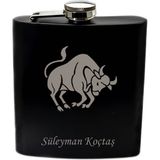 Burcunuza Özel İsimli ve Harfli Siyah Renkli Paslanmaz Çelik Matara / 6 OZ