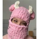 Burden Şık Pembe Puffy Kar Maskesi, Yumuşak, Soft Bere & Boyunluk , Tasarım, El Yapımı, Şapka, Kış, Bere