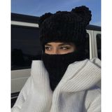 Burden Siyah Puffy Kar Maskesi, Yeni Trend, Bere , Yeni Moda , El Yapımı,Balaclava