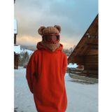 Burden Sütlü Kahve Puffy Kar Maskesi,Moda,Trend Tasarım El Yapımı, Şapka, Kış, Bere,Snowboard, Balaclava