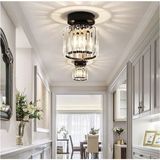 Burenze 963 Modern Luxury Plafonyer Tavan Kristal Taşlı Avize Hol Antre Siyah Avize