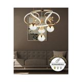 Burenze Dimmerli Kumandalı 3 Renk Modern Kristal Taşlı Salon Mutfak Oturma Odası Avize Gold Sarı Led Avize