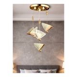 Burenze Elegance Modern Kelebek Tasarım Dörtlü Sarkıt Led Avize Rose Gold Sarı Harika Görsel