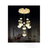 Burenze Gold Sarı Luxury Modern Sarkıt Kelebek Taşlı Altılı Led Avize