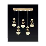Burenze Gold Sarı Luxury Modern Sarkıt Kelebek Taşlı Beşli Sıralı Led Avize