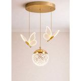 Burenze Jolin Avize Gold Sarı Power LED Sarkıt Salon Avize Gün Işığı Işık Kelebek ve Küre