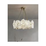 Burenze Luxury Exclusive Modern Marble Tasarım Ledli Mermer Avize Eskitme Gold Sarı Led Avize 60 Cm Çap