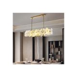 Burenze Luxury Exclusive Modern Marble Tasarım Ledli Mermer Avize Eskitme Gold Sarı Led Avize Elips 100 Cm