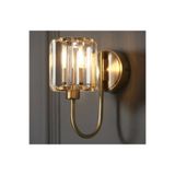 Burenze Luxury Modern Kristal Taşlı Duvar Pilli Aplik Kablosuz Aç Kapa Butonlu Tak Çalıştır Eskitme Gold