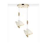 Burenze Luxury Modern Sarkıt Kelebek Led Avize 2’li Gold Sarı Ledli Avize