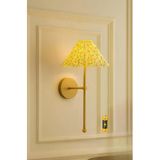 burenze Modern Flower Pileli Umbrella Çiçek Desenli Abajur Pilli Aplik Aç Kapa Butonlu Eskitme Gold Sarı