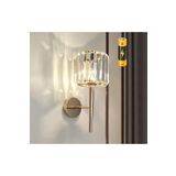 Burenze Modern Kristal Taşlı Kablosuz Pilli Aplik Aç Kapa Butonlu Gold Sarı