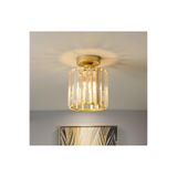 Burenze Modern Luxury Plafonyer Kristal Taşlı Avize Gold Sarı Hol Antre Avize