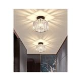 Burenze Modern Luxury Plafonyer Kristal Taşlı Avize Kare Hol Antre Salon Avizesi Siyah