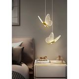 Burenze Modern Luxury Tasarım Butterfly Kelebek Sarkıt Avize Ikili Gold Sarı Gün Işığı - Altın - Sarı