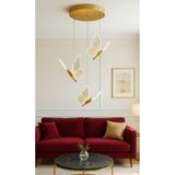 Burenze Modern Luxury Tasarım Butterfly Kelebek Üçlü Sarkıt Avize Gold Sarı