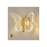 burenze Modern Tasarım Butterfly Kelebek Pilli Aplik Aç Kapa Butonlu Kablosuz Tak Çalıştır Gold Sarı