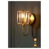burenze Modern Tasarım Crystalize Kristal Taşlı Kablosuz Aç Kapa Butonlu Pilli Aplik Eskitme Gold