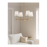 Burenze Modern Tasarım Krem Abajur 4 Kollu Avize Eskitme Gold Salon Oturma Odası Avizesi