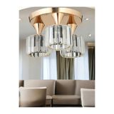 Burenze Modern Tasarım Kristal Taşlı Tavana Sıfır Üçlü Avize Salon Oturma Odası Mutfak Avizesi Gold Sarı