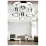 Burenze Modern Tasarım Kristal Taşlı Tavana Sıfır Üçlü Avize Salon Oturma Odası Mutfak Avizesi Krom Gümüş