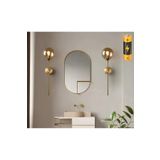 Burenze Modern Tasarım Pilli Aplik 1 Adet Tak Çalıştır Duvar Camlı Aplik Eskitme Gold Bal Camlı
