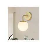 Burenze Modern Tasarım Tak Çalıştır Pilli Aplik Eskitme Gold Duvar Pilli Aplik Beyaz Opal Cam