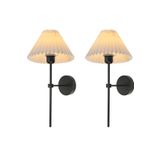 Burenze Modern Tasarım Umbrella Aplik 2 Adet Eskitme Gold Gövde Krem Abajur Şapka Elektrikle Çalışan
